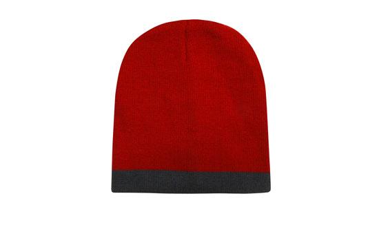 Headwear Acrylic Two Tone Roll Down Beanie X12 - 4188 Cap Headwear Professionals Red/Charcoal One Size 